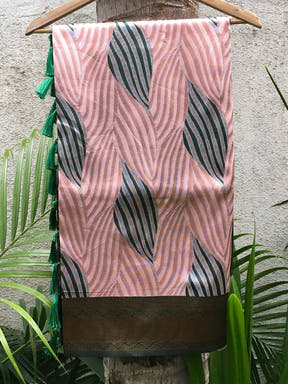 Muvel Tussar Silk Zari Weaving Ikkat Saree

