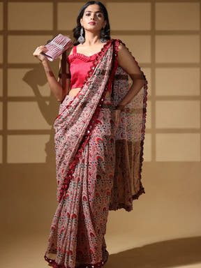 Soft Georgette Multi Colored Party Wear Designer Saree