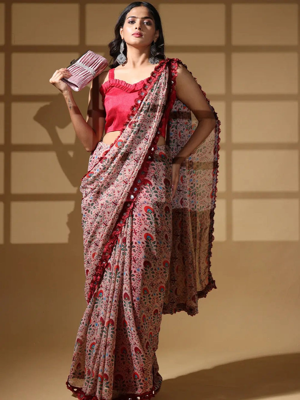 Soft Georgette Multi Colored Party Wear Designer Saree