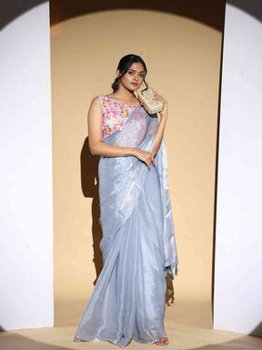Chiffon Dual Tone Party Wear Designer Saree