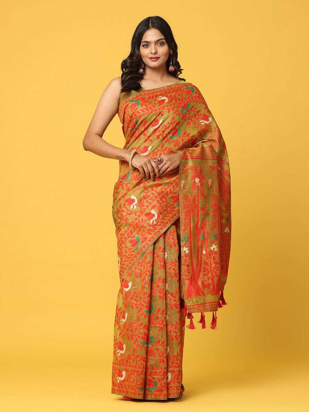  Dhakai Jamdani Cotton Silk Saree