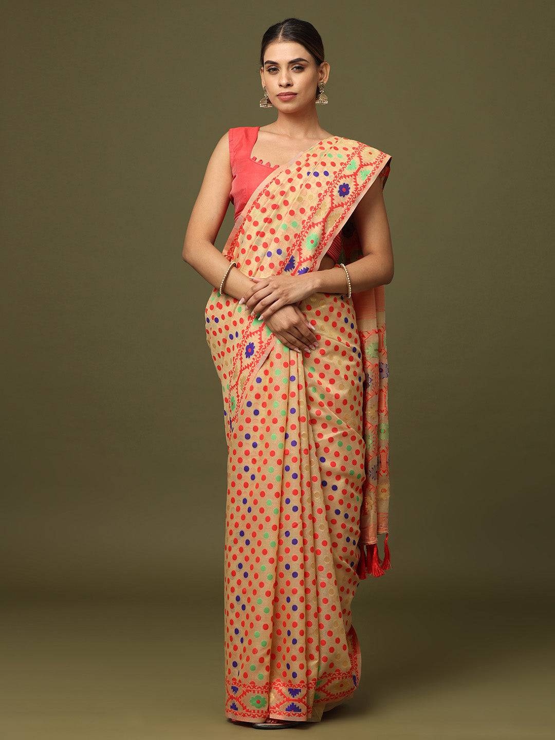  Dhakai Jamdani Cotton Silk Saree