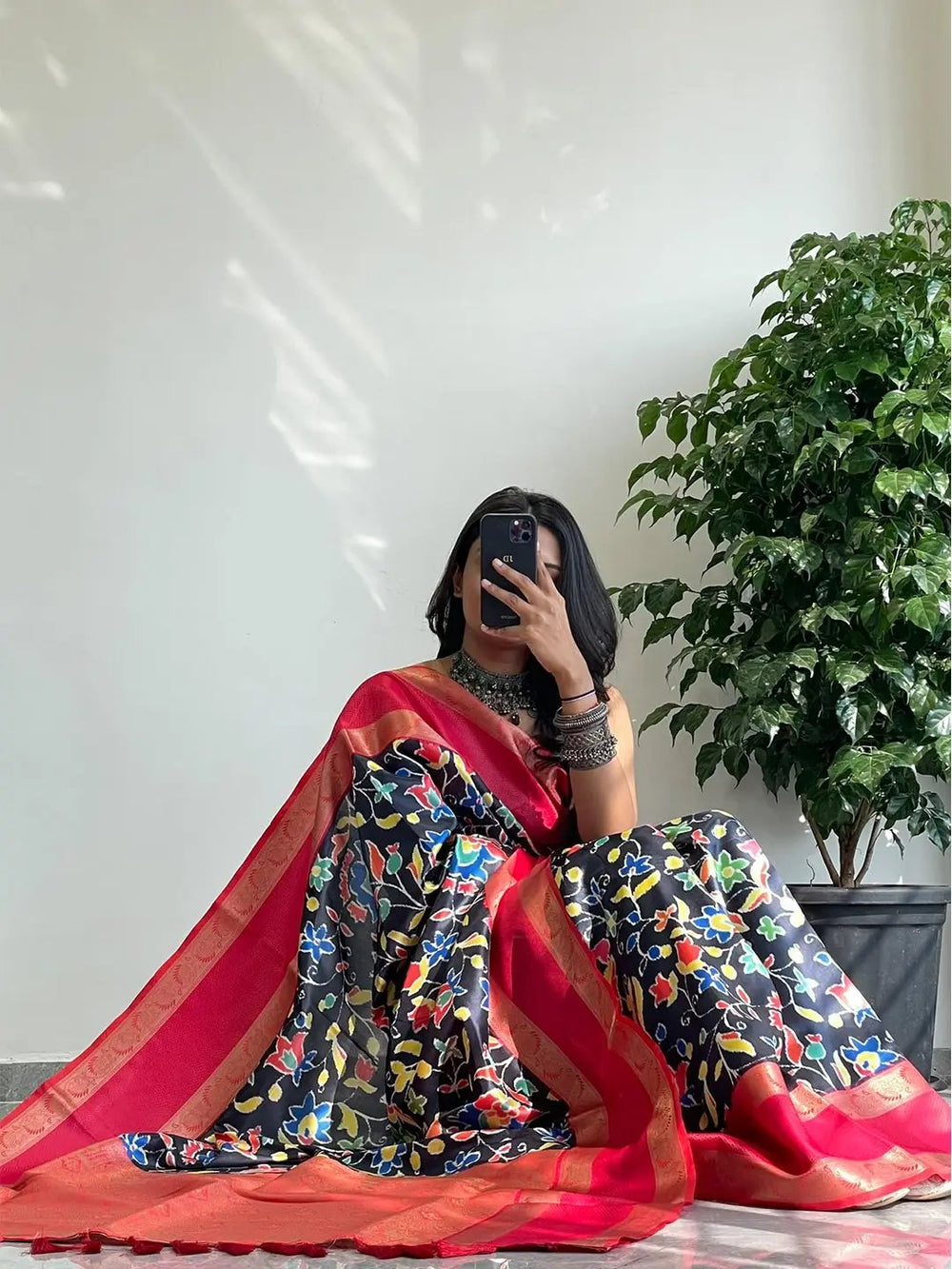 Soft Silk Saree with vibrant Pochampally print and Gadwal border