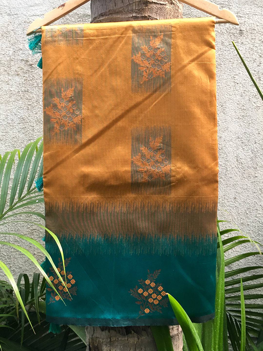 Mustard Sami Banarasi Tussar Silk Saree

