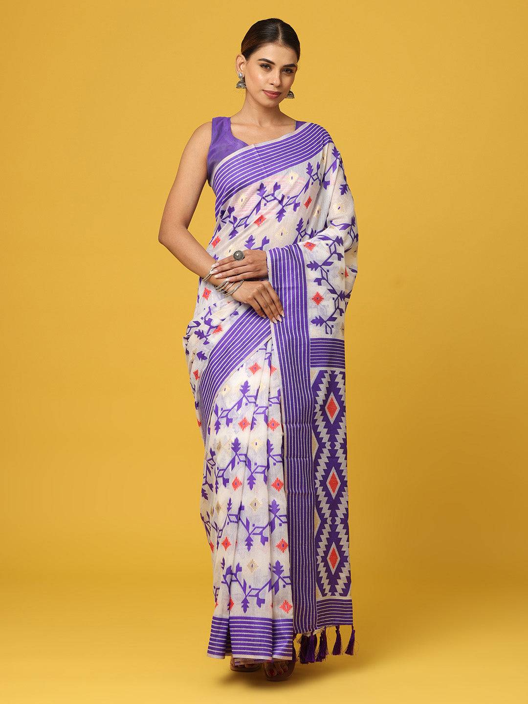  Dhakai Jamdani Cotton Silk Saree