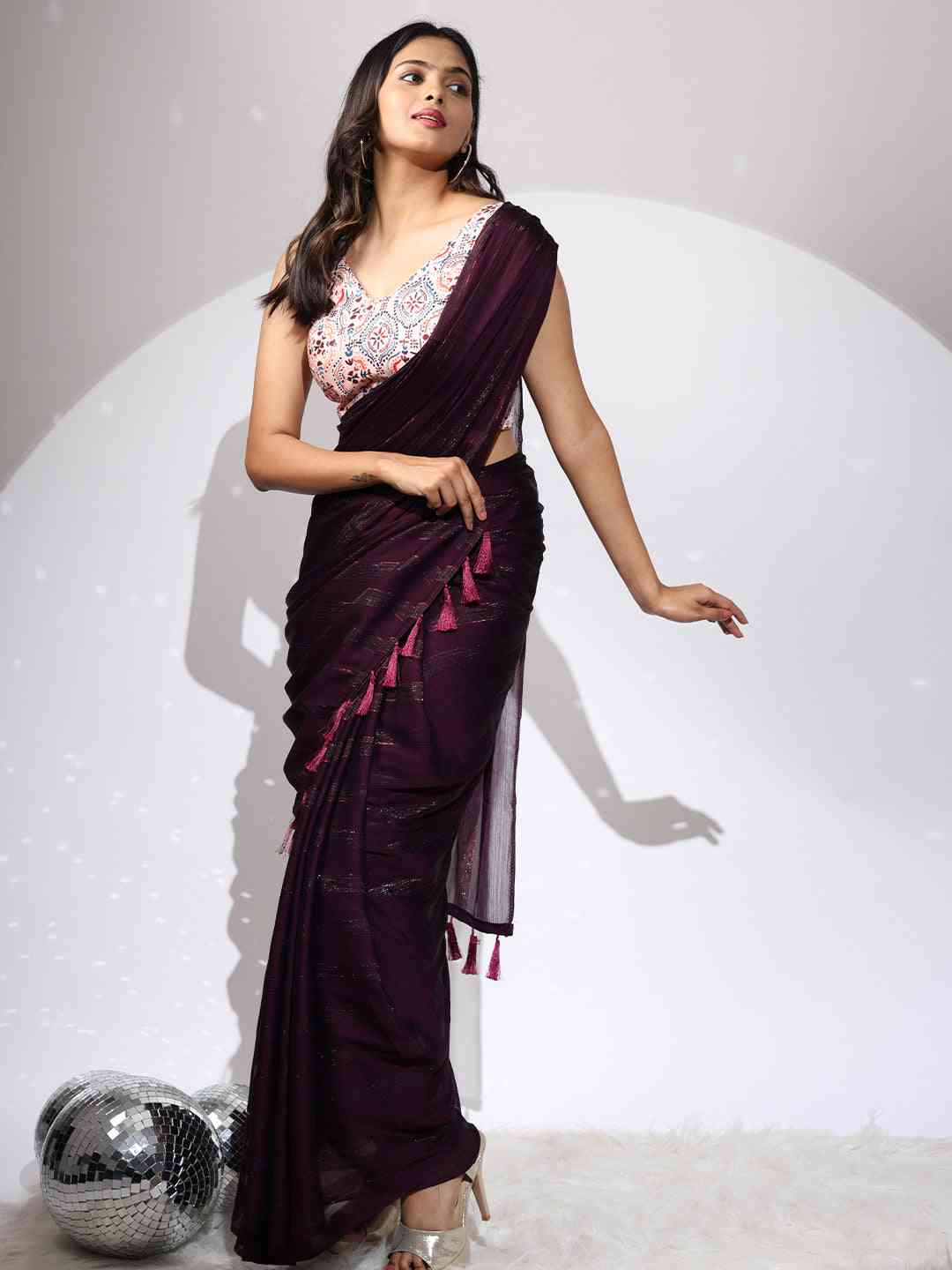 Pure Chiffon Dual Tone Designer Saree 