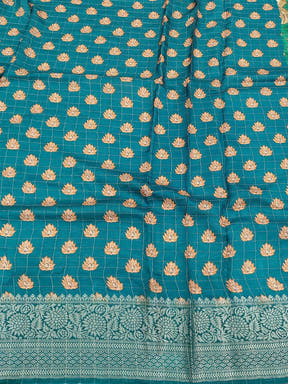 Deep Green Floral Printed Viscose Saree

