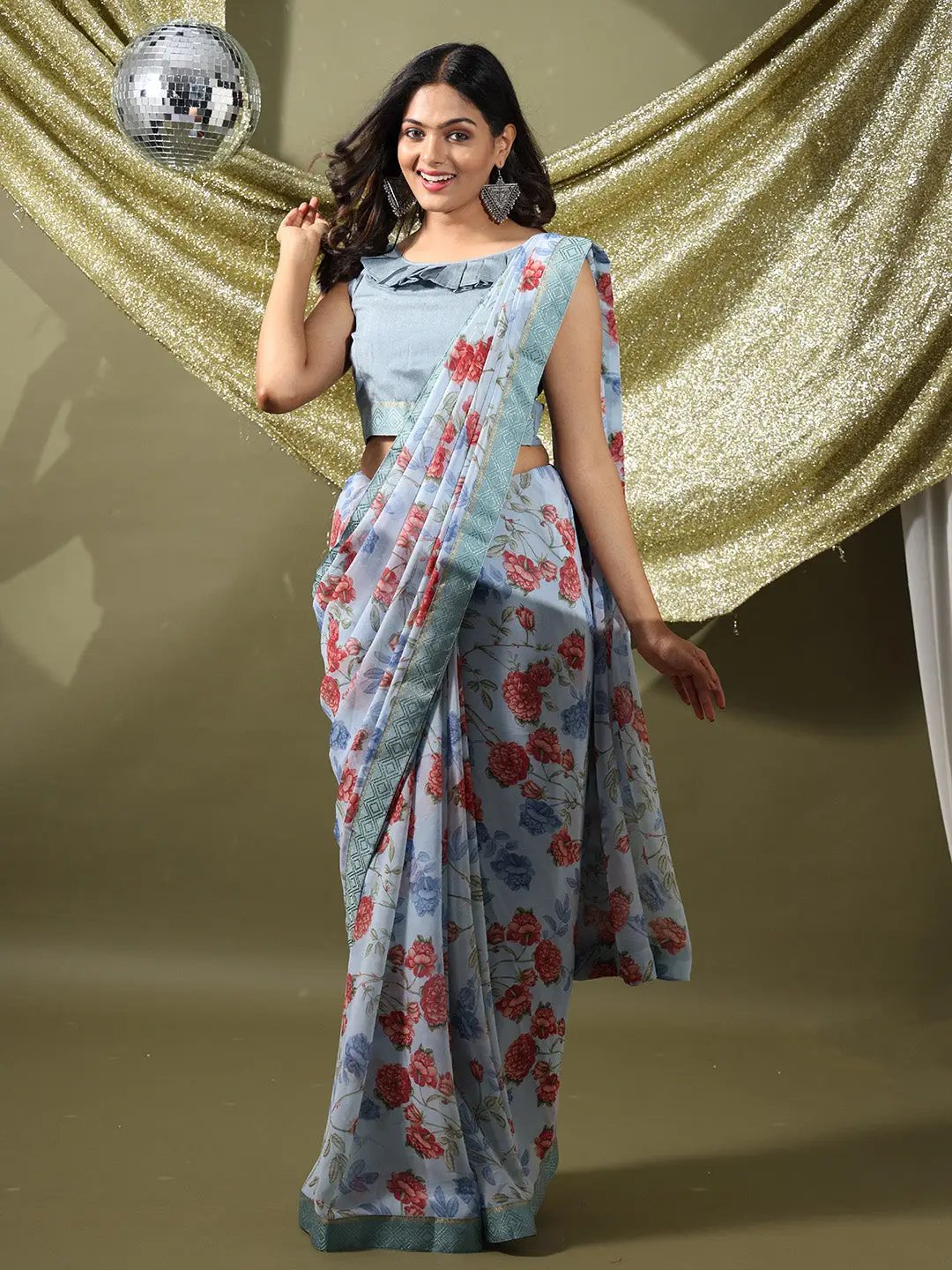  Soft Georgette Multi Colored Saree