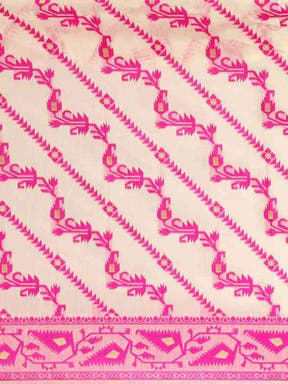 Exclusive Jamdani Pink Colour Woven Silk Cotton Saree