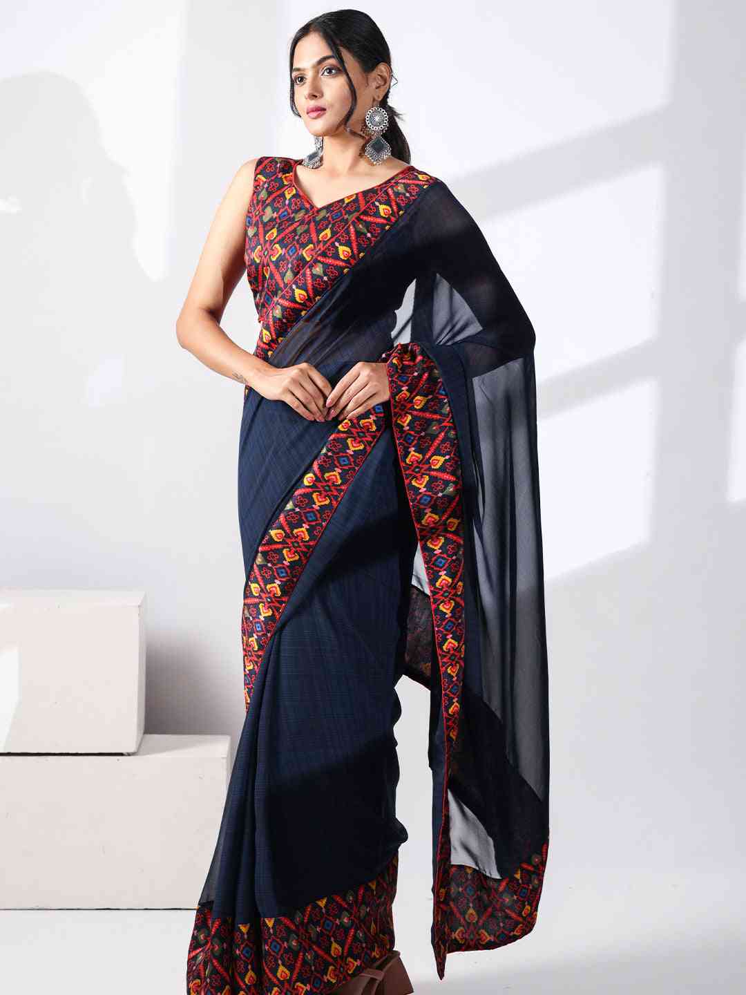 Soft Georgette Multi Colored Saree