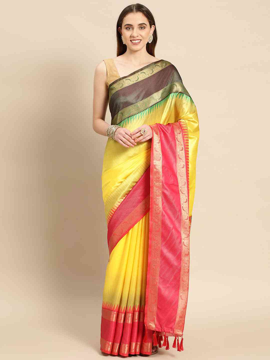 Ganga Jamuna Pattu Border Banarasi Soft Silk Saree