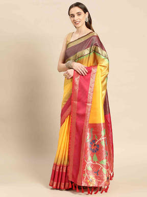 Ganga Jamuna Pattu Border Banarasi Soft Silk Saree