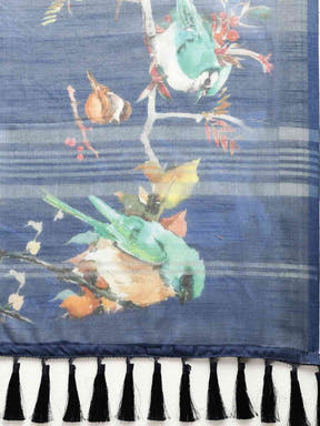Beautiful Pista Colour Soft Linen Digital Print Saree