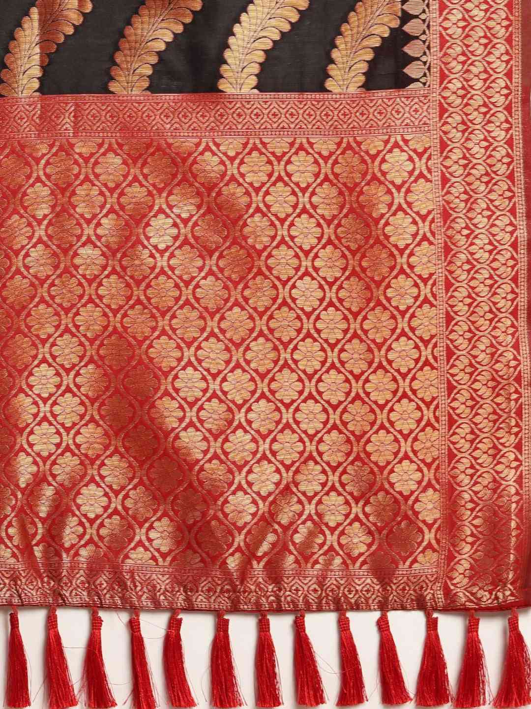 Stylish Banarasi Geometric Black Colour Zari Silk Saree