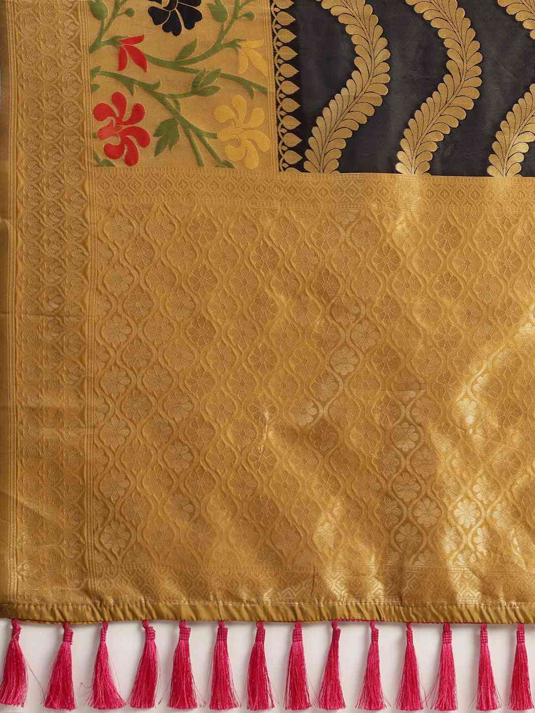  Banarasi Honey Yellow Colour Geometric Silk Saree