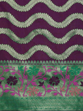 Banarasi Geometric Printed Burgundy Zari Silk Saree
