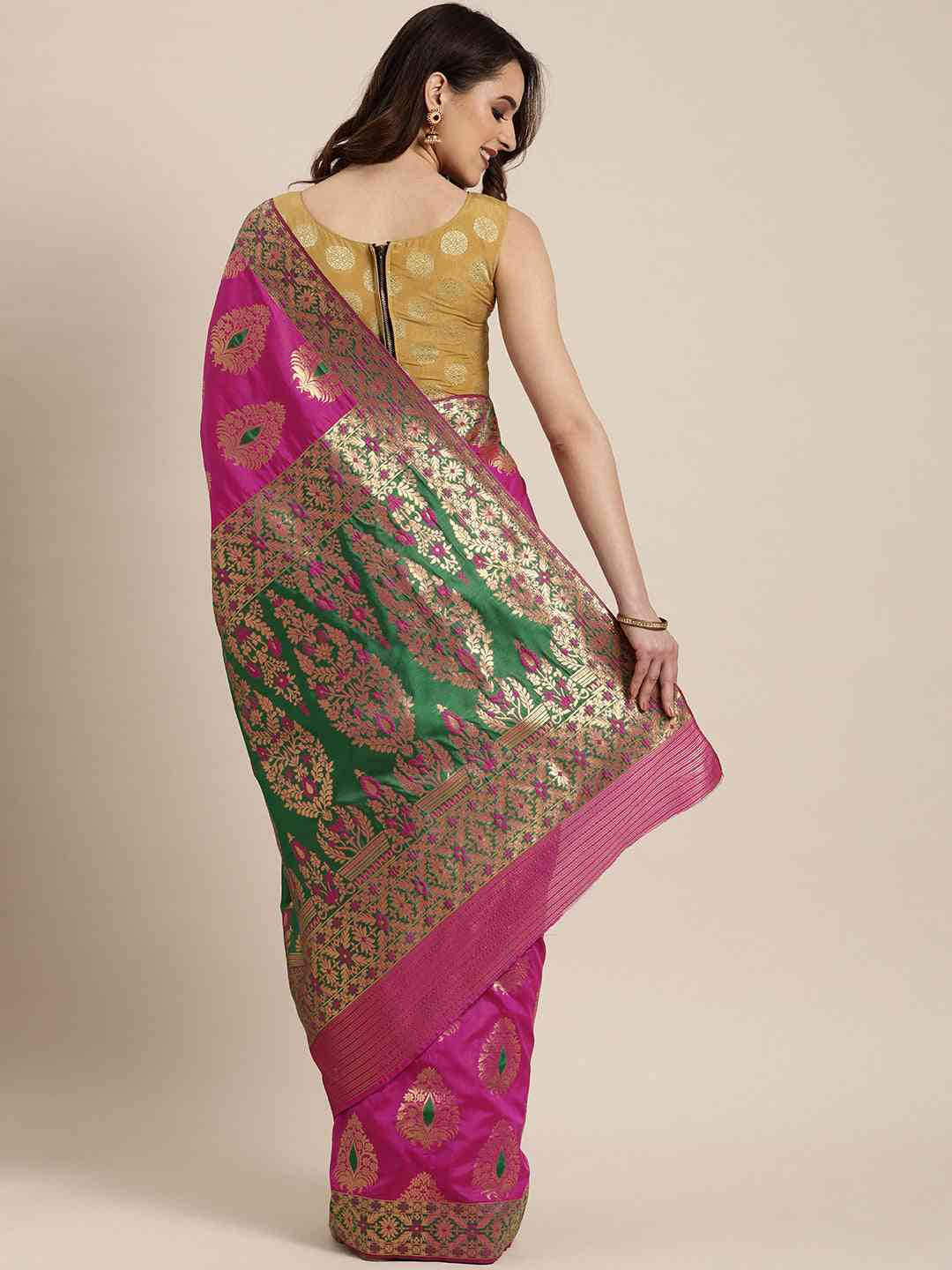 Rani Colour Silk Woven Design Banarasi Saree 