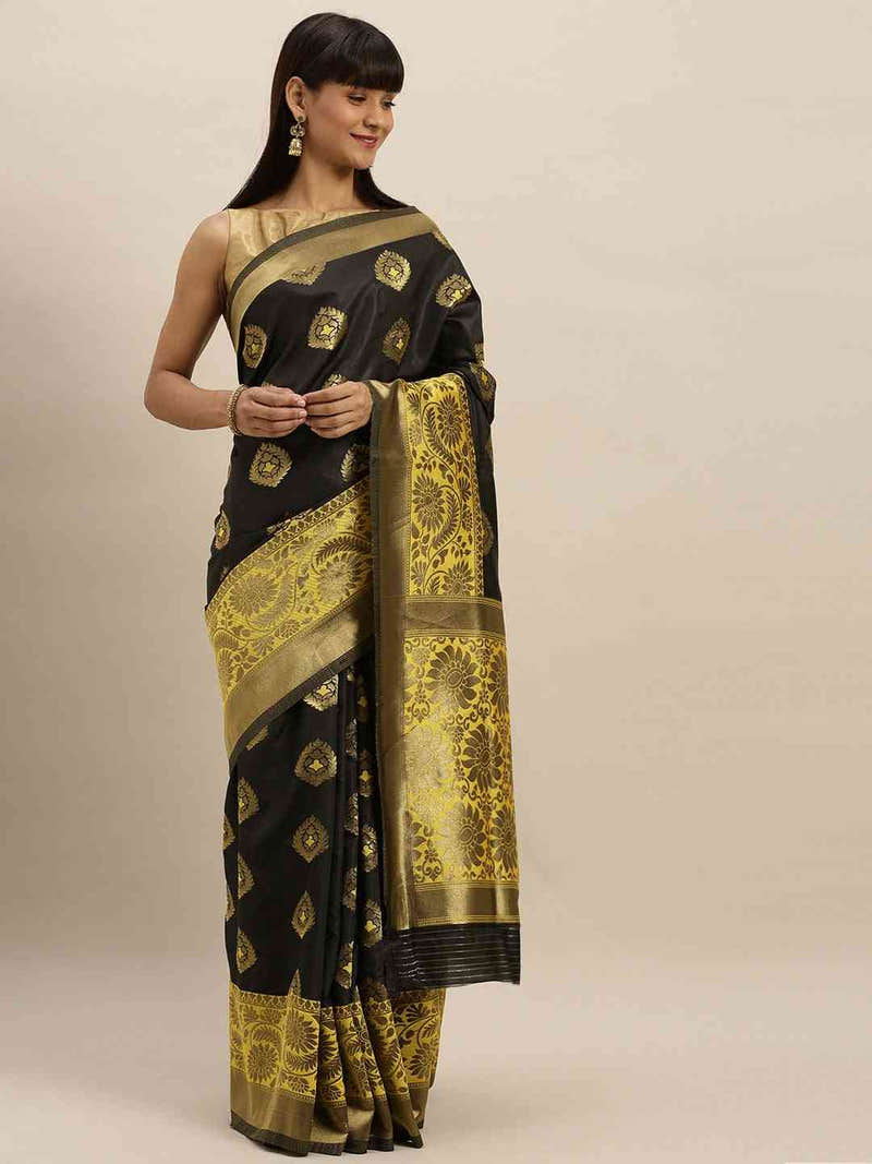 Banarasi Yellow Colour Woven Design With Zari Border Saree