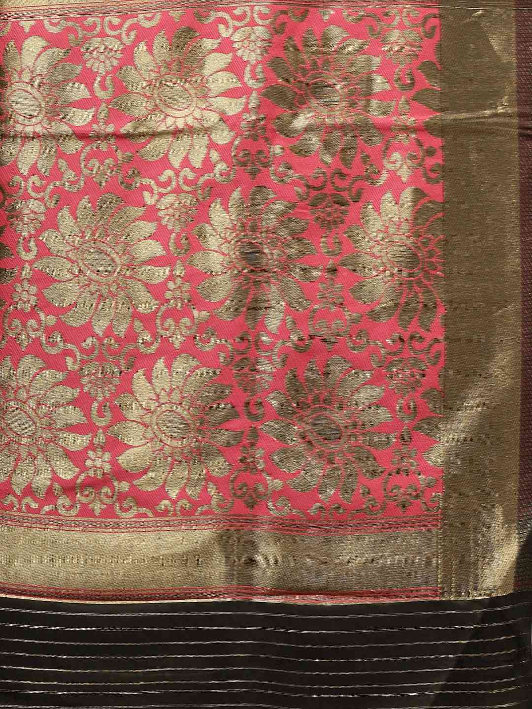 Banarasi Gajari Colour Saree with Woven Design & Zari Border