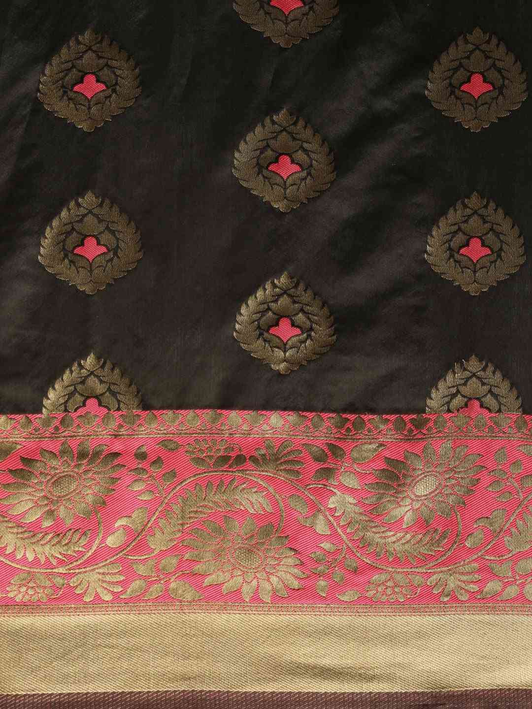 Banarasi Gajari Colour Saree with Woven Design & Zari Border