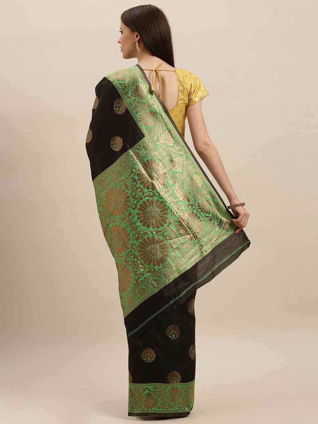 Banarasi Lime Embroidered Saree with Zari Border 
