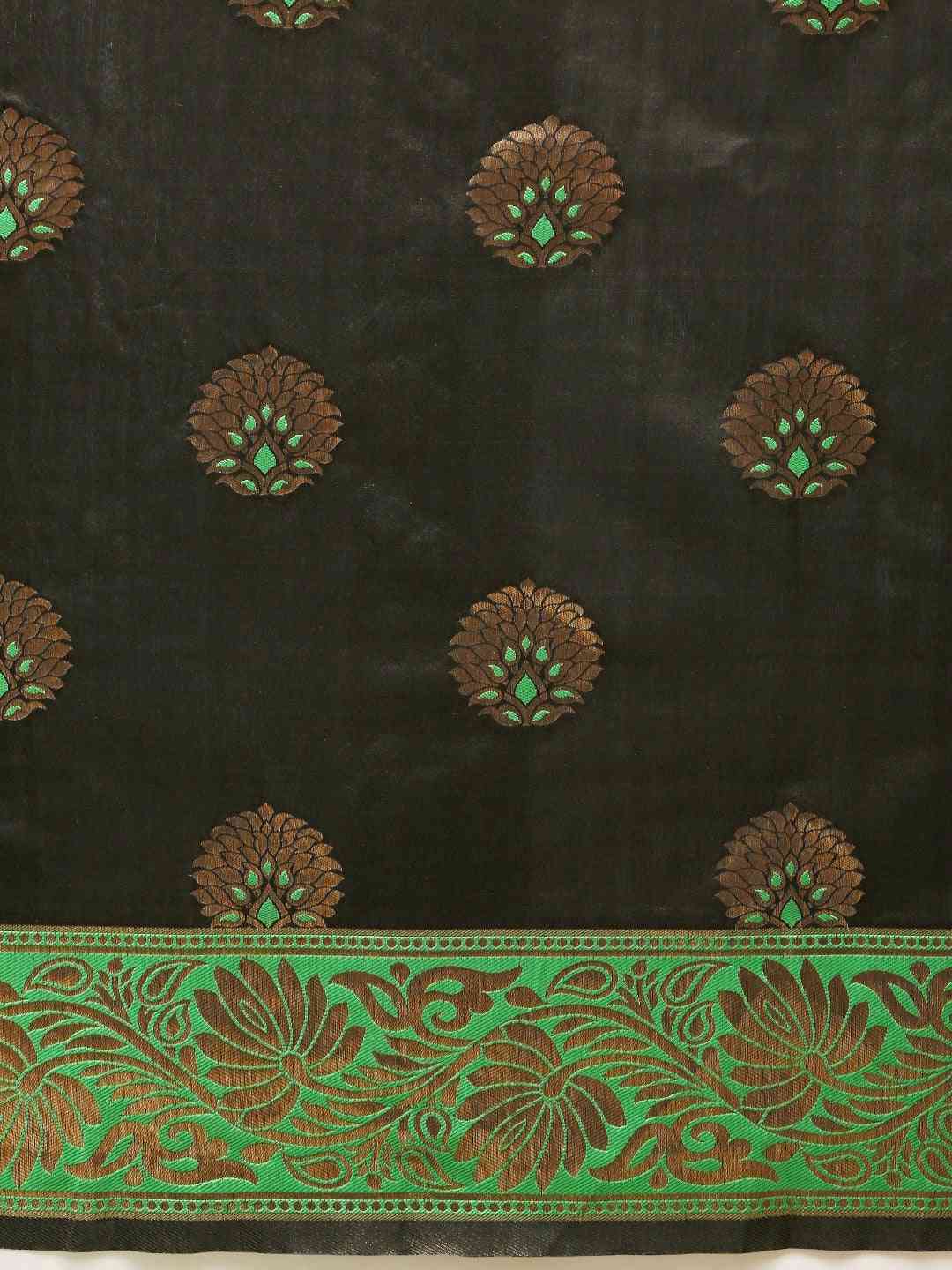 Banarasi Lime Embroidered Saree with Zari Border 