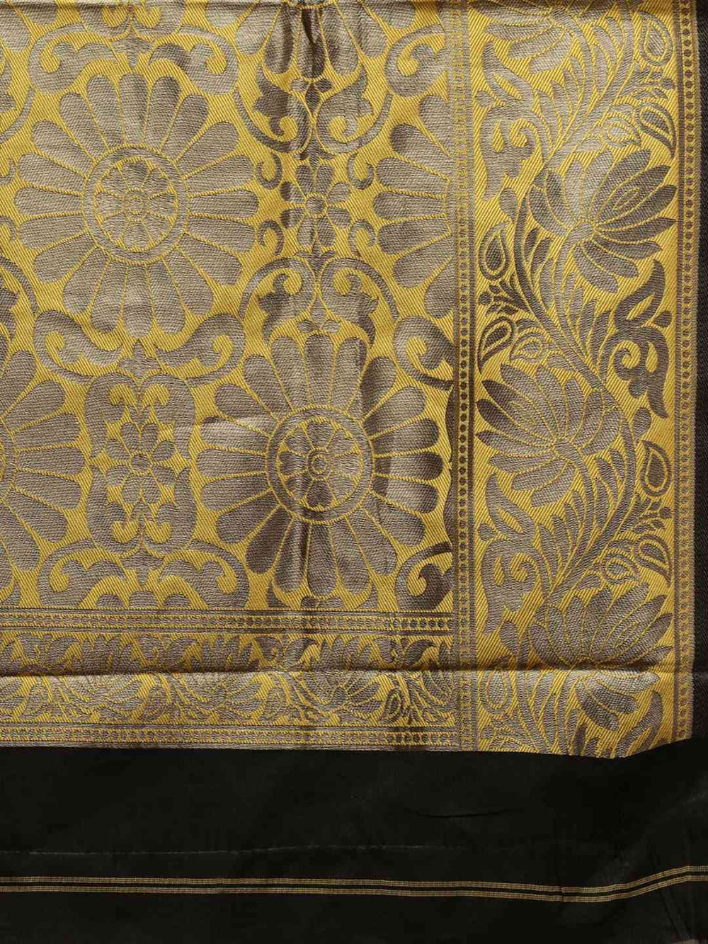Banarasi Yellow Colour Silk Blend Saree with Zari Border