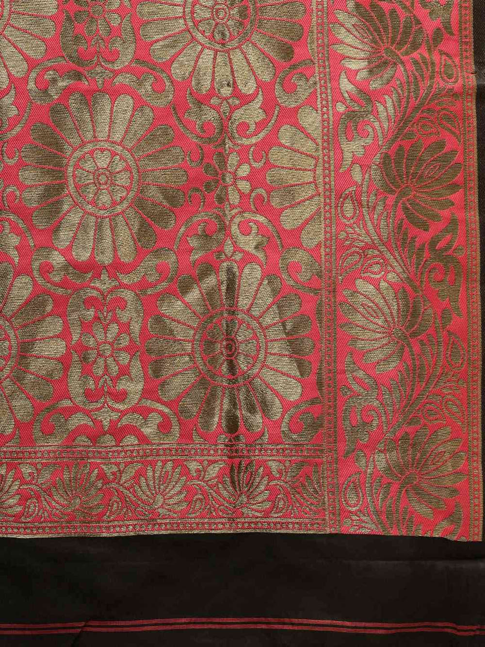 Banarasi Gajari Colour Embroidered Saree With Zari Border