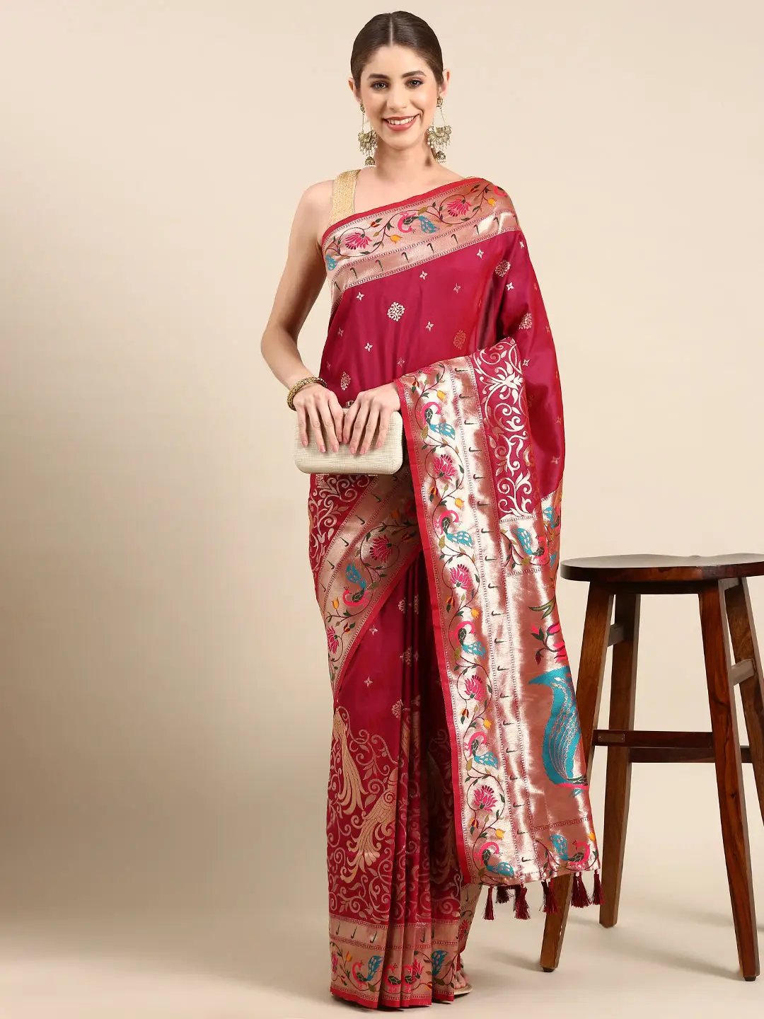Exquisite Yevla Paithani Minakari Work Silk Saree