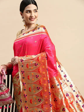 Exquisite Yevla Paithani Minakari Work Silk Saree