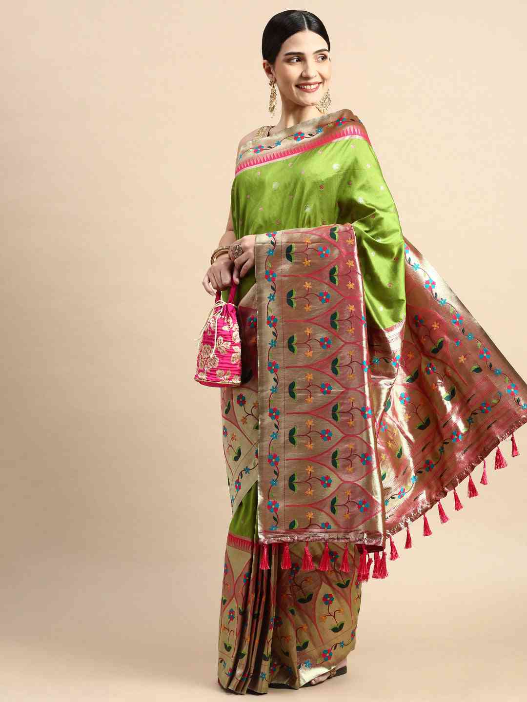 Yevla Paithani Minakari Silk Saree