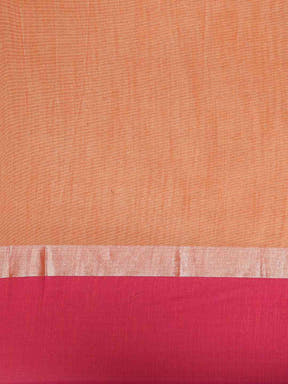 Orange Colour Solid Linen Blend Saree With Zari Border