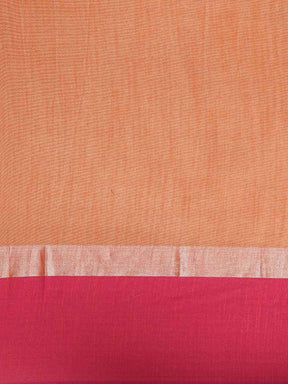 Orange Colour Solid Linen Blend Saree With Zari Border