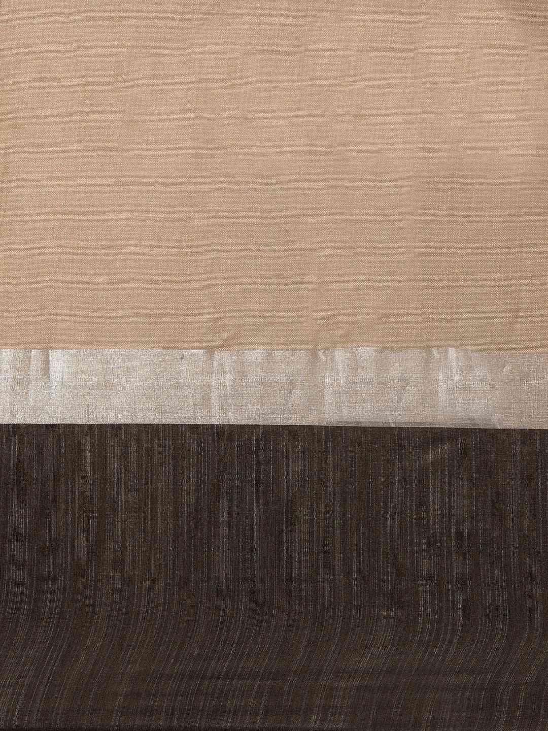 Exclusive Beige Colour Solid Linen Blend Saree