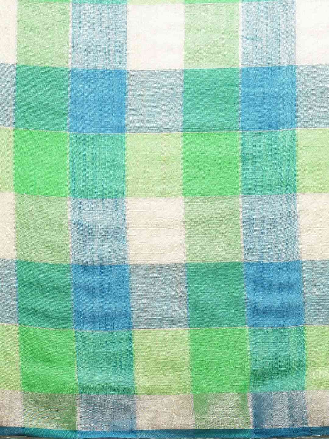  Stylish Checked Sky Blue Colour Zari Work Saree
