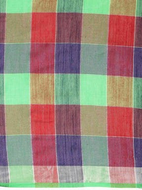  Stylish Checked Green Colour Saree With Zari Border