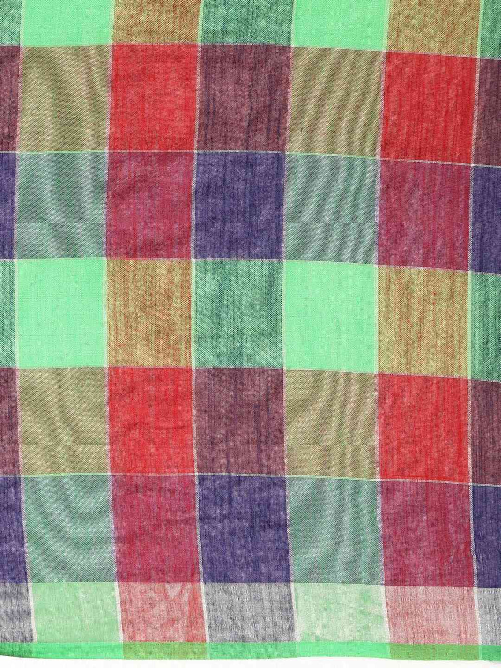  Stylish Checked Green Colour Saree With Zari Border