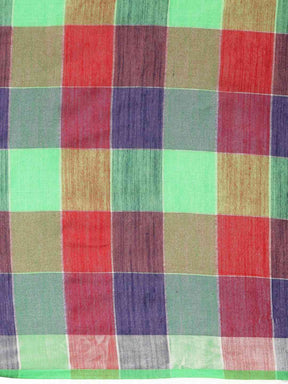  Stylish Checked Green Colour Saree With Zari Border