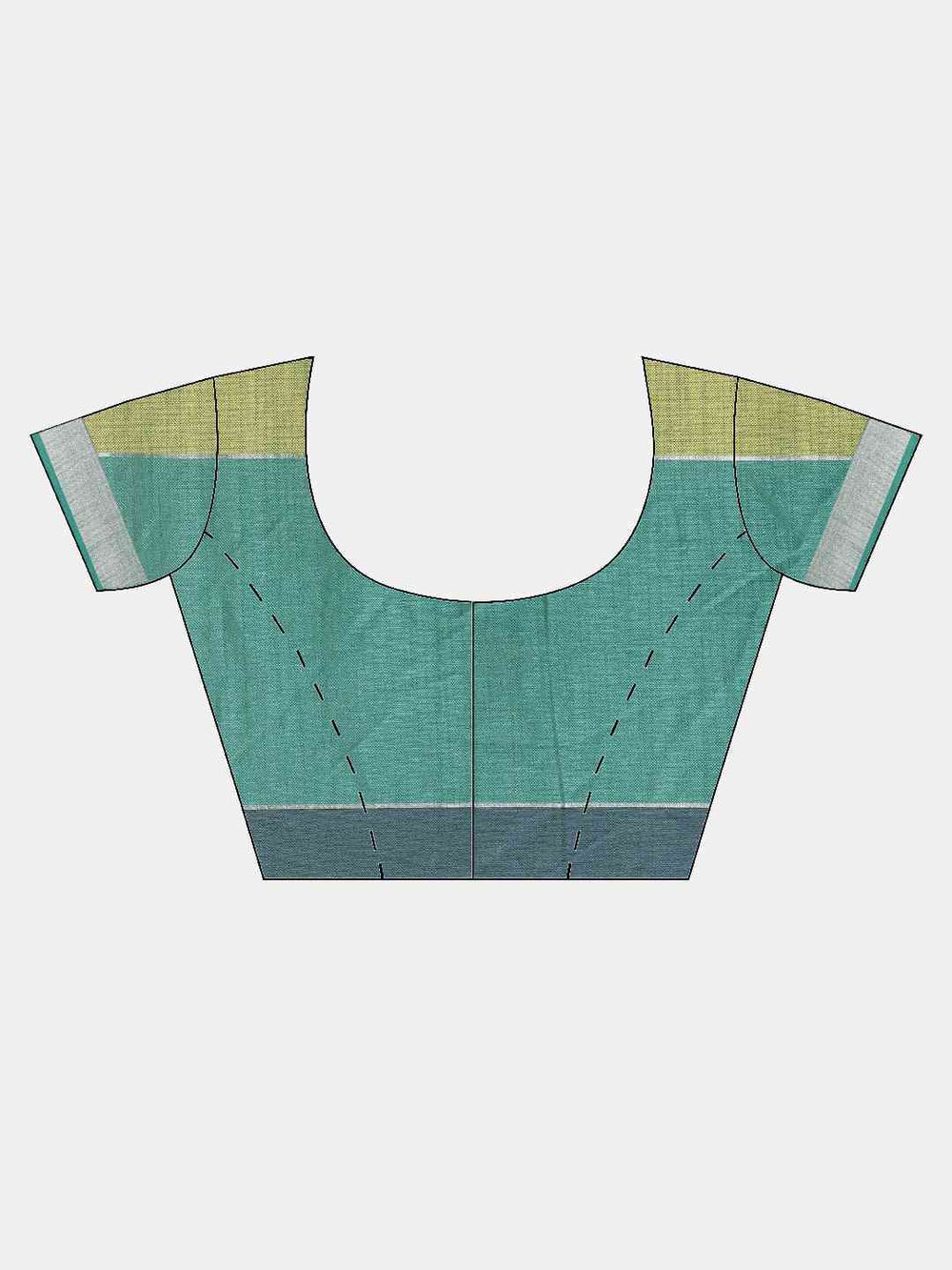 Stylish Linen Blend Checked Banarasi Saree in Green Colour