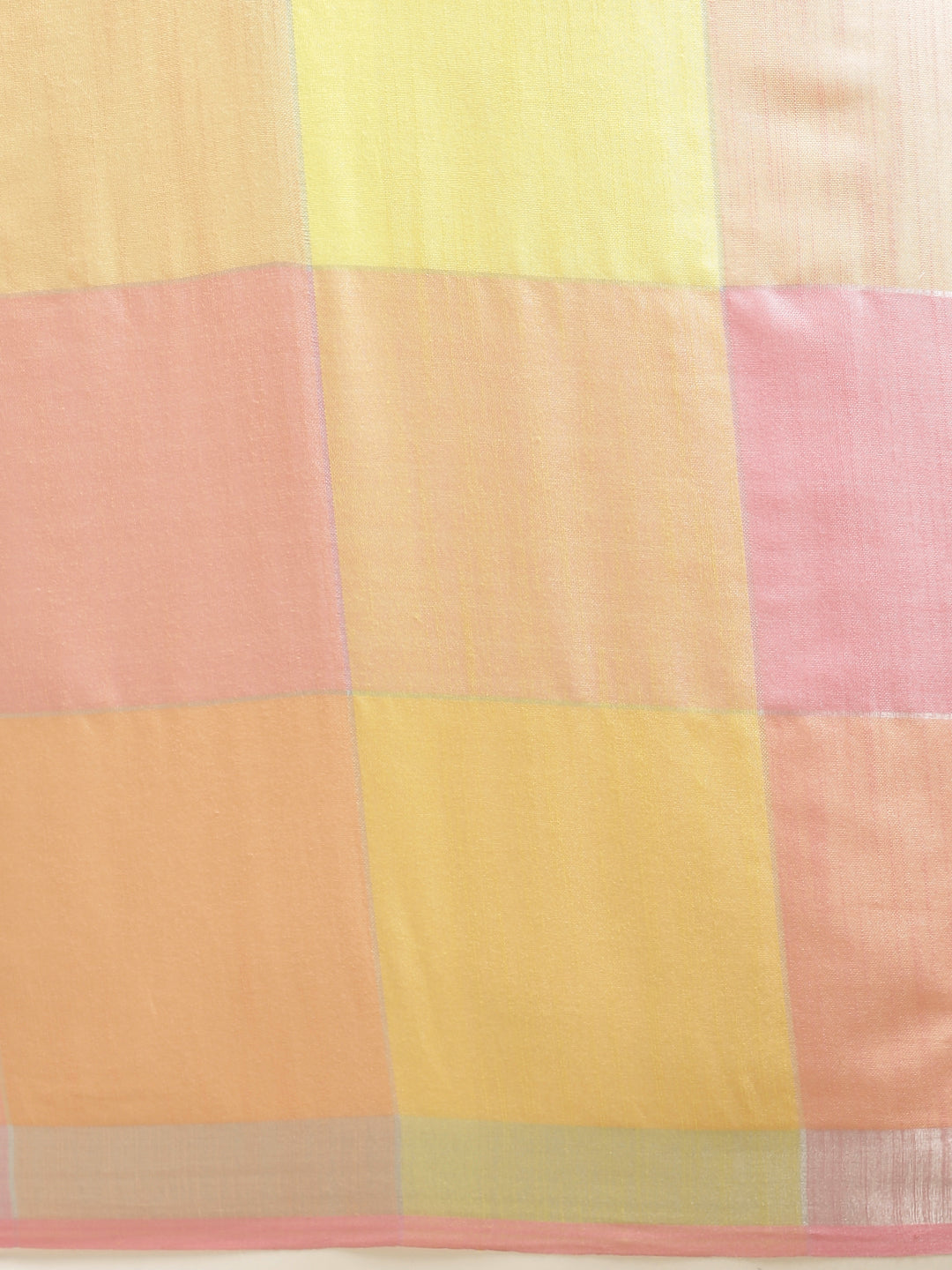 Latest Linen Blend Checked Banarasi Saree in Peach Colour