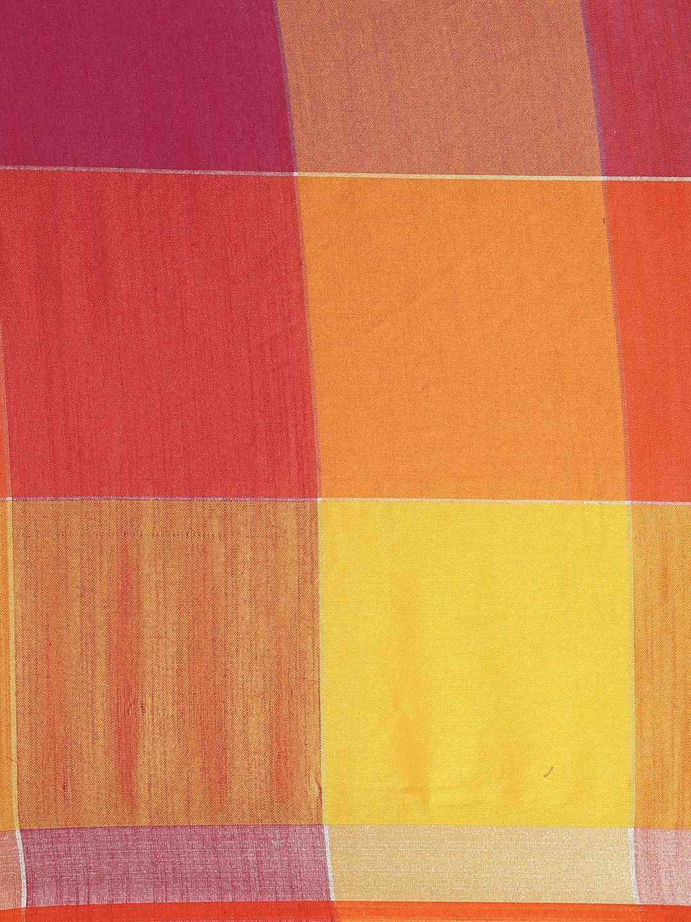 Stylish Linen Blend Checked Banarasi Saree in Red Colour