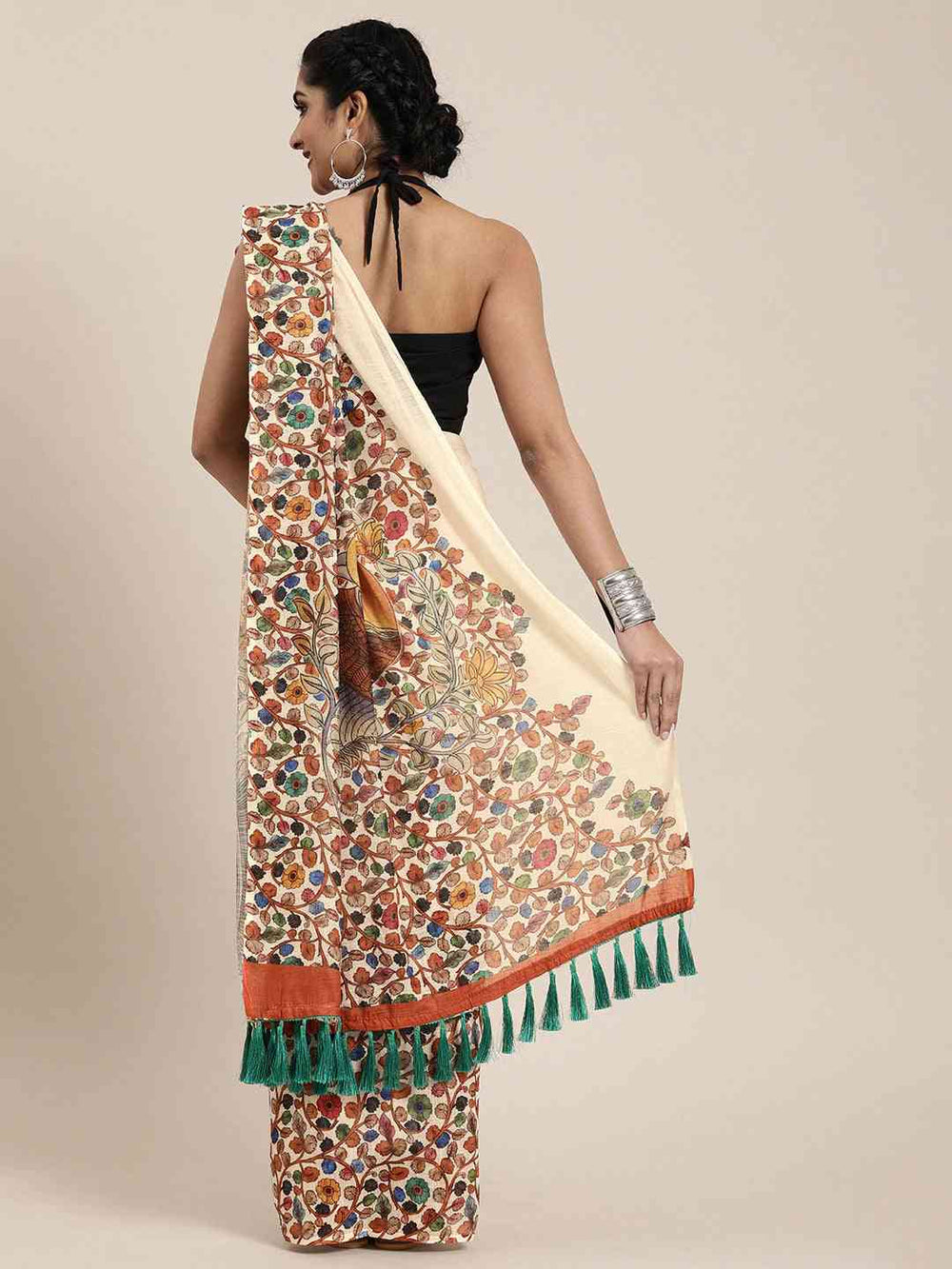 Beautiful Off White Colour Kalamkari Print Saree