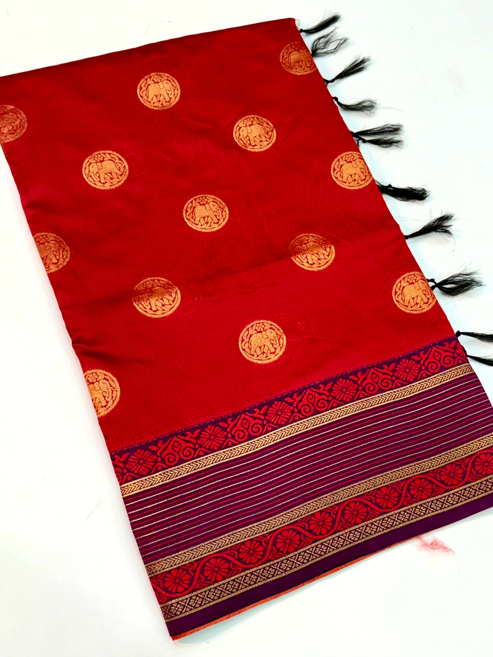 Elephant Zari Banarasi Soft Silk Saree