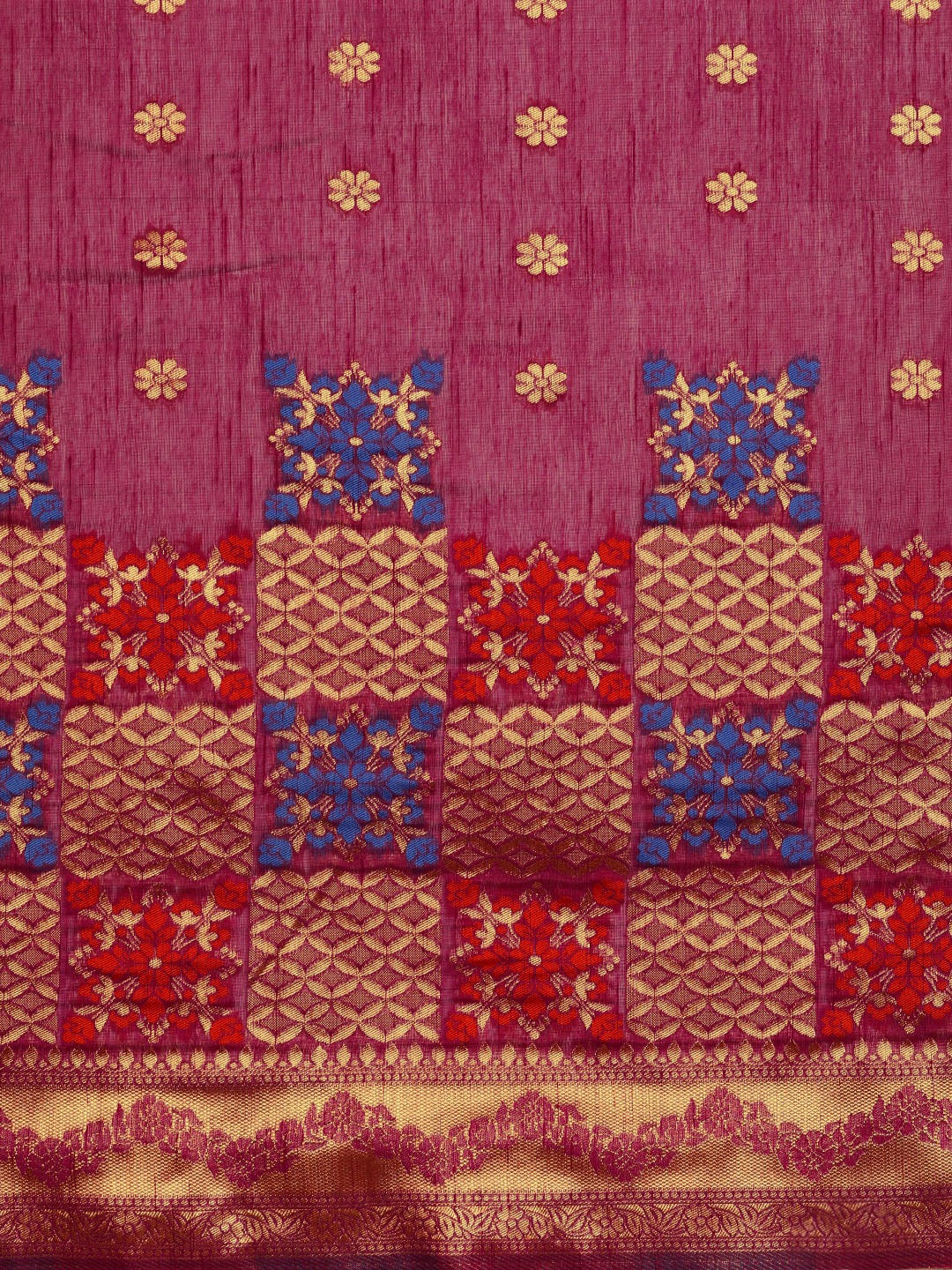 Stylish Banarasi Burgundy Colour Zari Border Cotton Saree