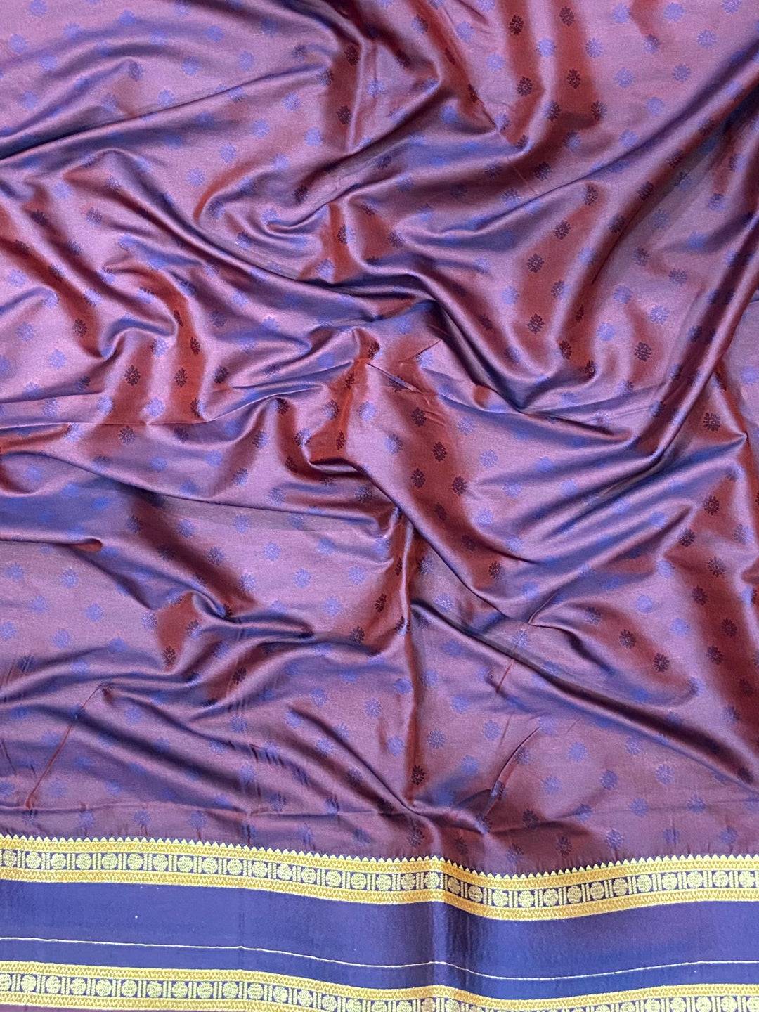 Navy Blue Soft Silk Floral Butta Saree