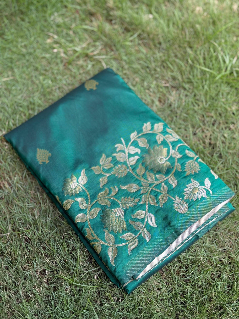 Emerald Green Soft Silk Kanjivaram Saree