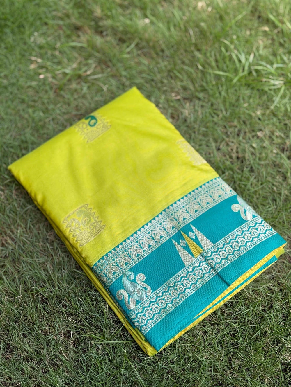 Lime Green Soft Silk Kanjivaram Saree