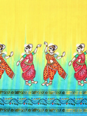  Beautiful Kalamkari Silk Saree With Block Print
