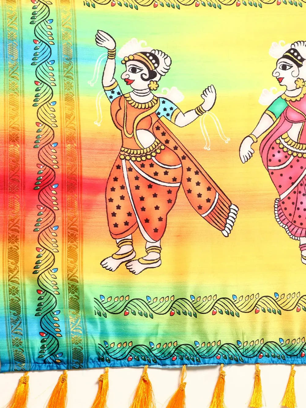  Beautiful Kalamkari Silk Saree With Block Print
