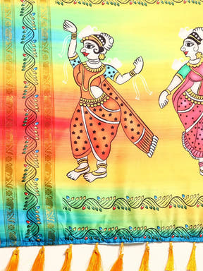  Beautiful Kalamkari Silk Saree With Block Print